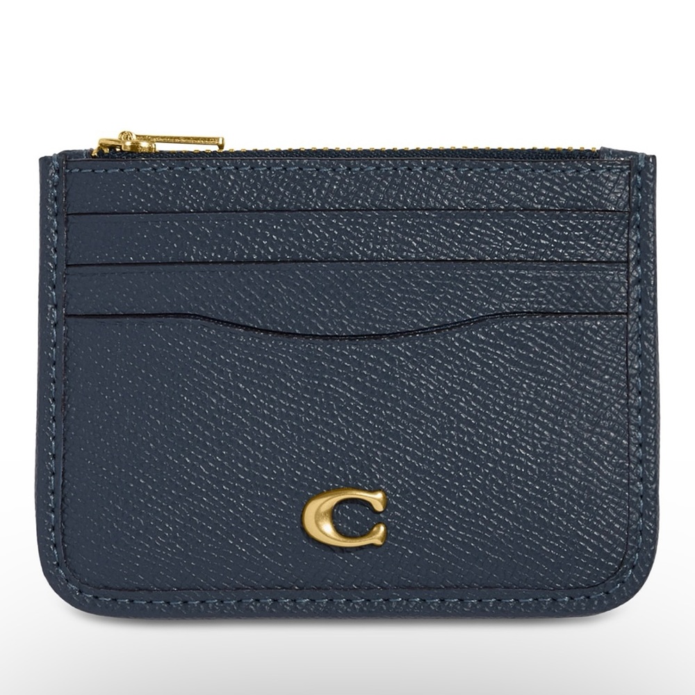 Coach Crossgrain Leather Zippered Card Case